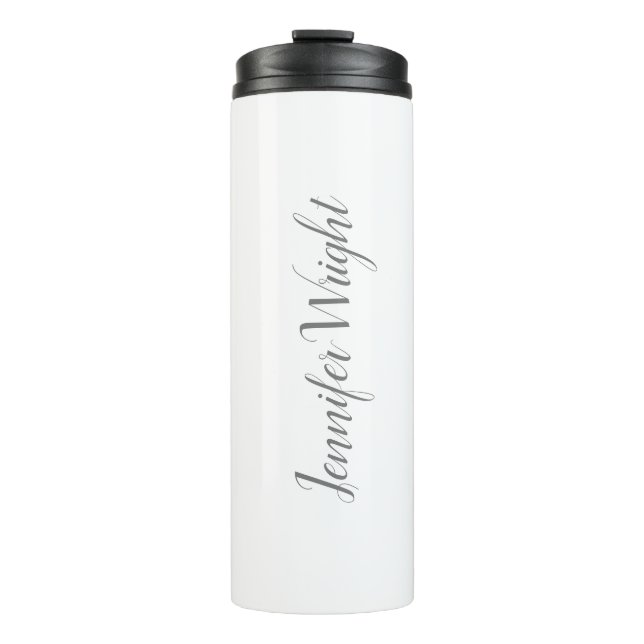 Beruflich minimalistische Handschrift grau weiß Thermosbecher (Vorderseite)
