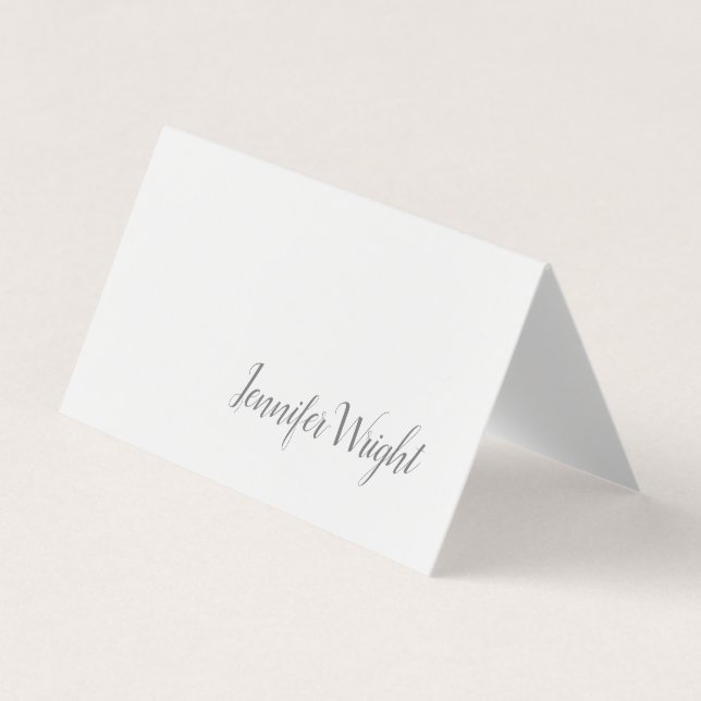 Beruflich minimalistische Handschrift grau weiß Visitenkarten (Vorderseite)