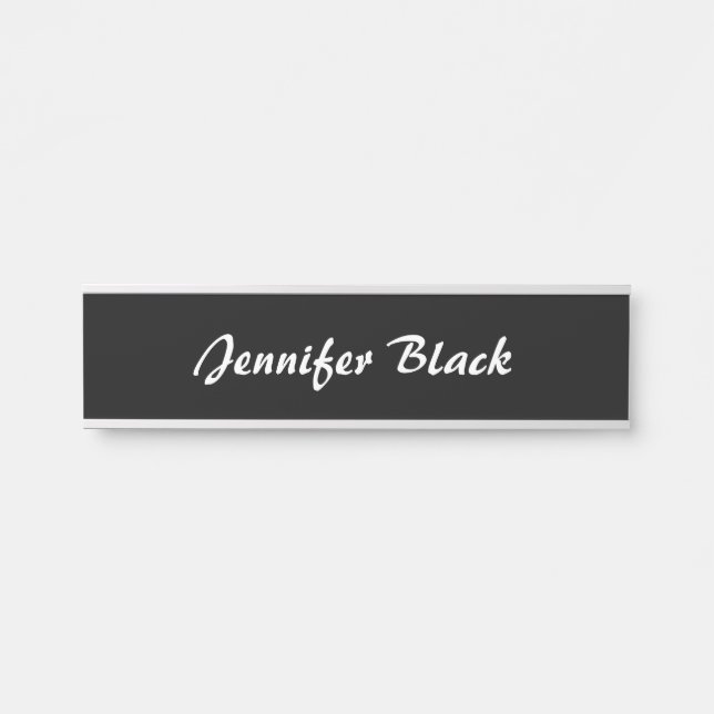 Beruflich minimalistische Schwarz-weiße Handschrif Türschild (Vorderseite )