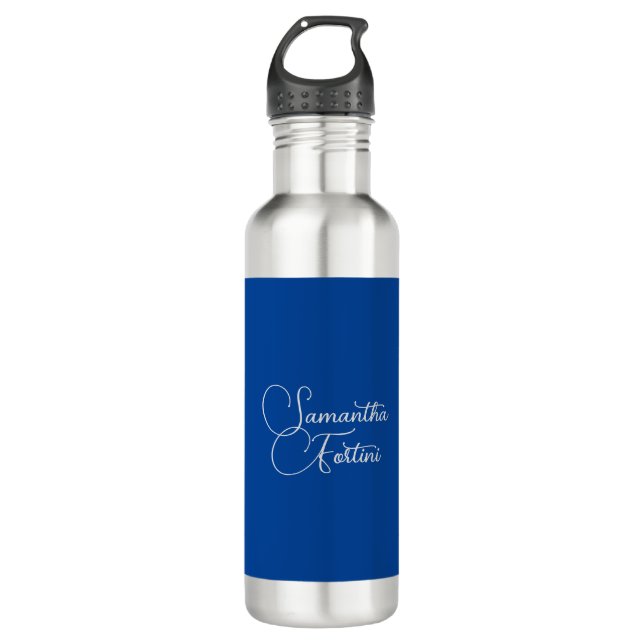 Beruflich minimalistischer Handschriftname blau Edelstahlflasche (Vorderseite)