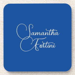 Beruflich minimalistischer Handschriftname blau Getränkeuntersetzer