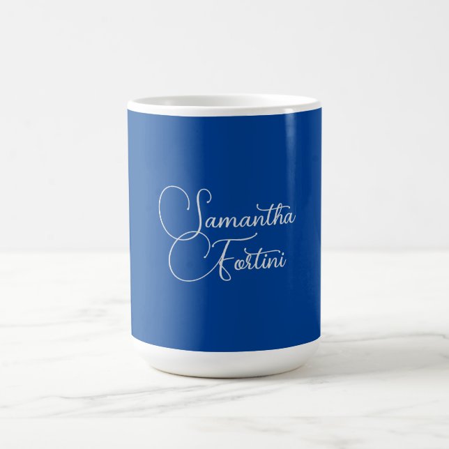 Beruflich minimalistischer Handschriftname blau Kaffeetasse (Mittel)