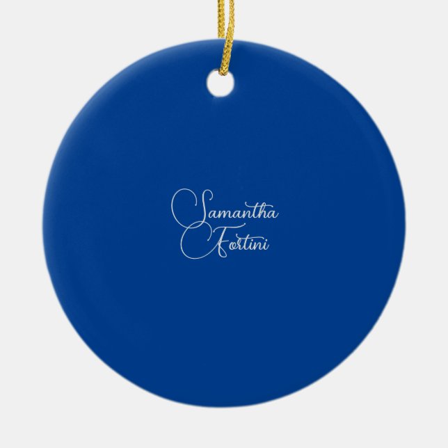 Beruflich minimalistischer Handschriftname blau Keramik Ornament (Vorne)