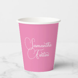 Beruflich minimalistischer Handschriftname pink Pappbecher