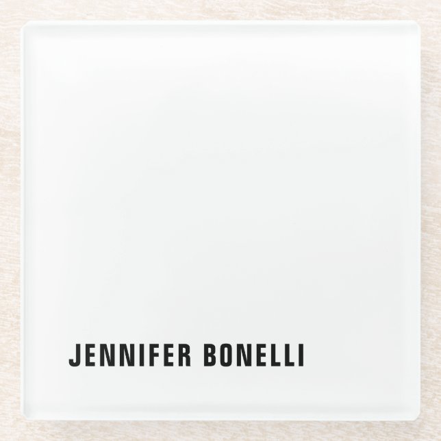 Beruflich minimalistischer moderner Trendname Glasuntersetzer (Vorderseite)