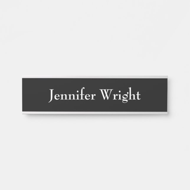 Beruflich minimalistischer schlichter Schwarz-weiß Türschild (Vorderseite )