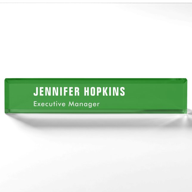 Beruflich minimalistisches modernes Waldgrün Namensplakette (Vorderseite)