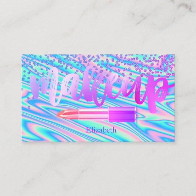 Beruflich-Modern-Diamanten-Lipstick Holografisch Visitenkarte (Vorderseite)