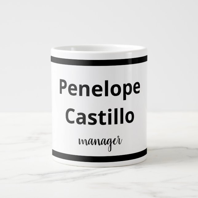 Beruflich Modern, einfach, stilvoll, schwarz und w Jumbo-Tasse (Vorderseite)