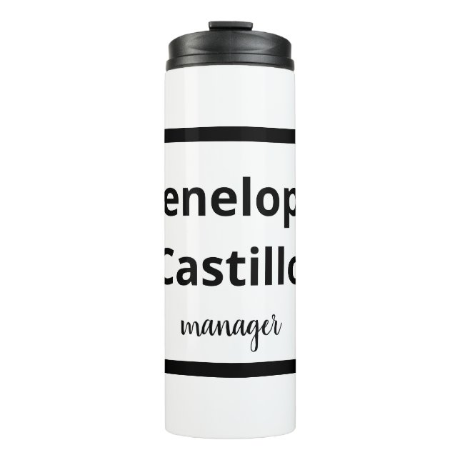Beruflich Modern, einfach, stilvoll, schwarz und w Thermosbecher (Vorderseite)
