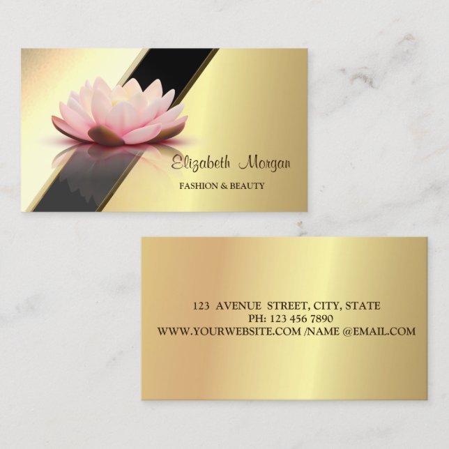 Beruflich Modern Gold Geometric Lotus Visitenkarte (Vorne/Hinten)