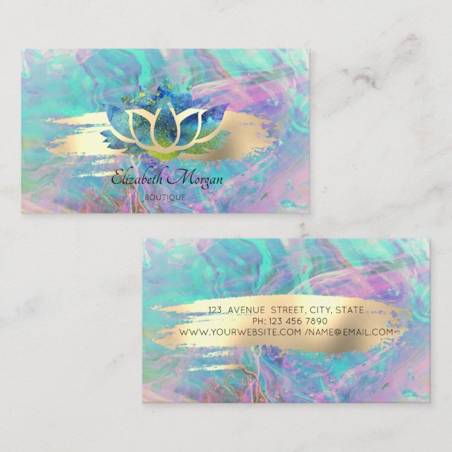 Beruflich Modern Lotus Gold Pinselstriche Stroke O Visitenkarte (Vorne/Hinten)
