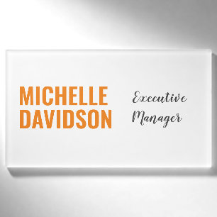 Beruflich Modern Orange White Minimalistisch Schli Namenschild