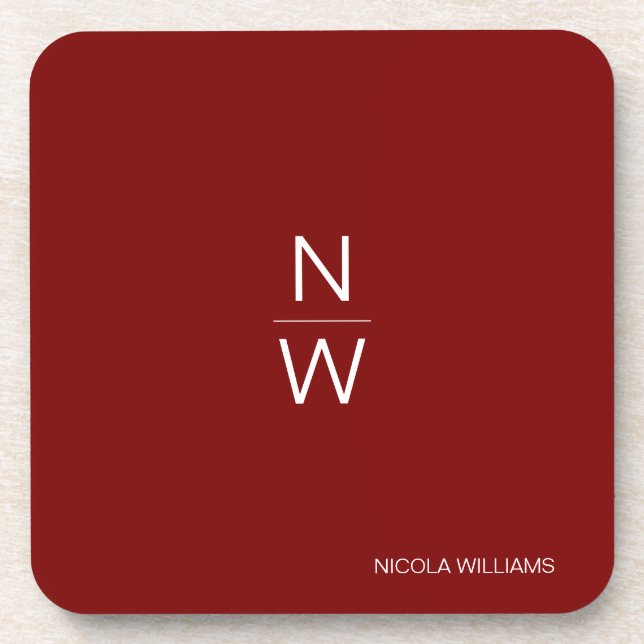 Beruflich Modern Simple Minimalistisch Dark Red Getränkeuntersetzer (Vorderseite)