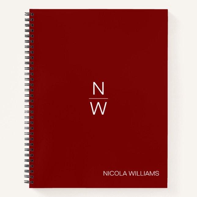 Beruflich Modern Simple Minimalistisch Dark Red Notizbuch (Vorderseite)