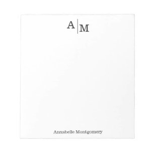 Beruflich Modern Simple Monogram Initial Name Notizblock