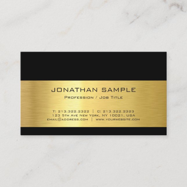 Beruflich Moderne Elegante Black and Gold Trendy Visitenkarte (Vorderseite)
