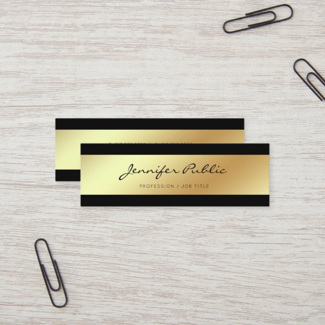Beruflich Moderne Elegante Black Gold Chic Mini Visitenkarte (Vorderseite/Rückseite Beispiel)