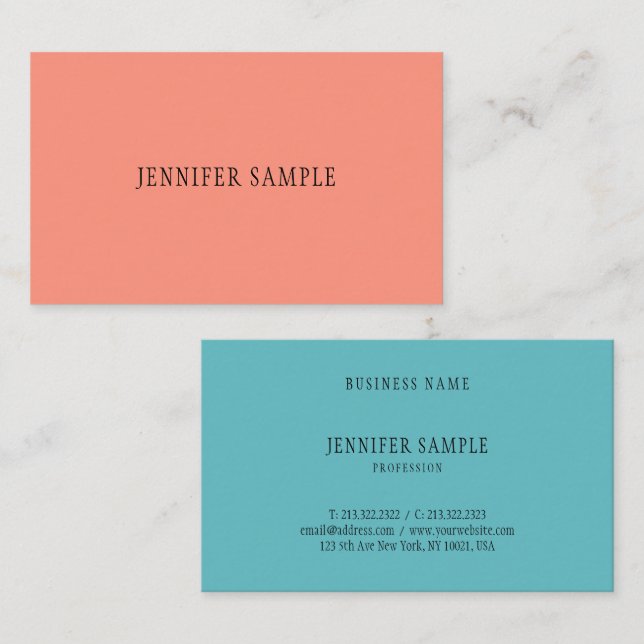 Beruflich Moderne Elegante Trendy Colors Einfach Visitenkarte (Vorne/Hinten)
