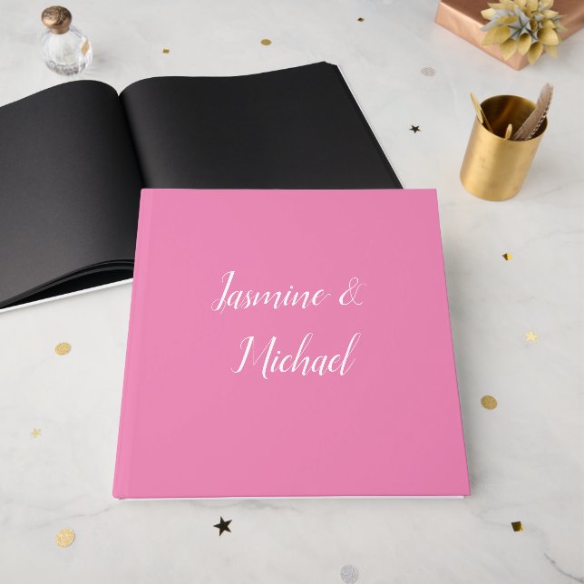 Beruflich Moderne Minimalistische Rosa Farbe Gästebuch (Vorderseite offen)