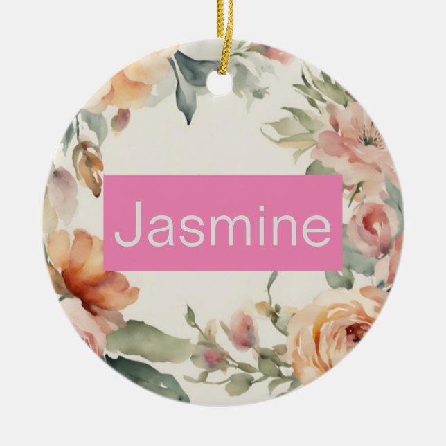 Beruflich Moderne Minimalistische Rose Blumenname Keramik Ornament (Vorne)