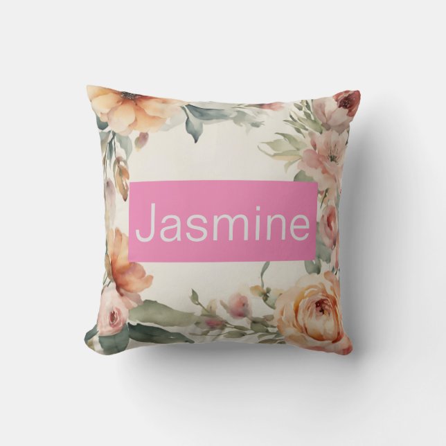 Beruflich Moderne Minimalistische Rose Blumenname Kissen (Vorderseite)