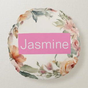 Beruflich Moderne Minimalistische Rose Blumenname Rundes Kissen