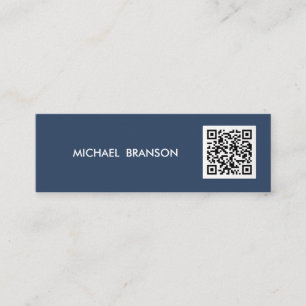 Beruflich Moderner blauer Minimalistischer QR-CODE Mini Visitenkarte