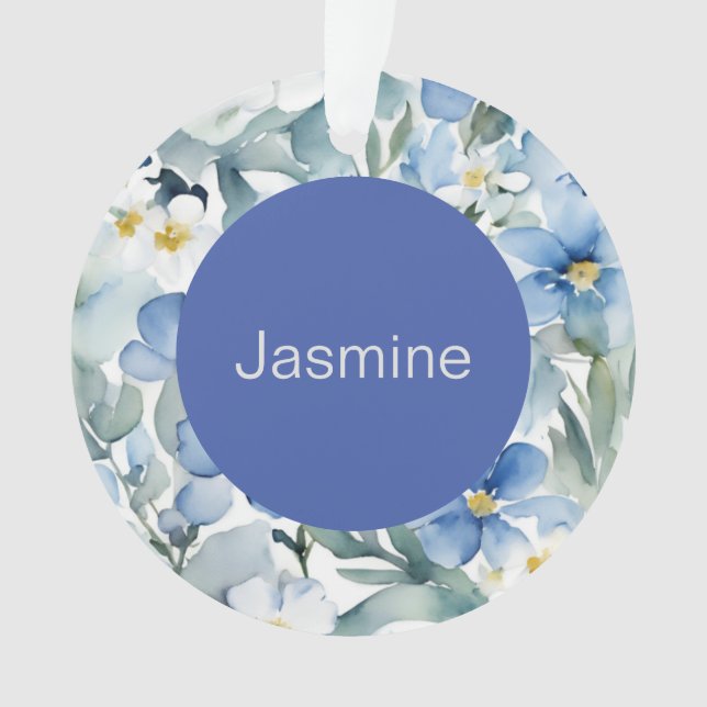 Beruflich Moderner Minimalistischer Blauer Blumenn Ornament (Vorderseite)