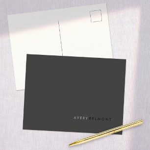 Beruflich Modernes, einfaches Schwarz Minimalistis Postkarte