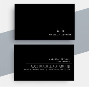 Beruflich Modernes, einfaches Schwarz Minimalistis Visitenkarte