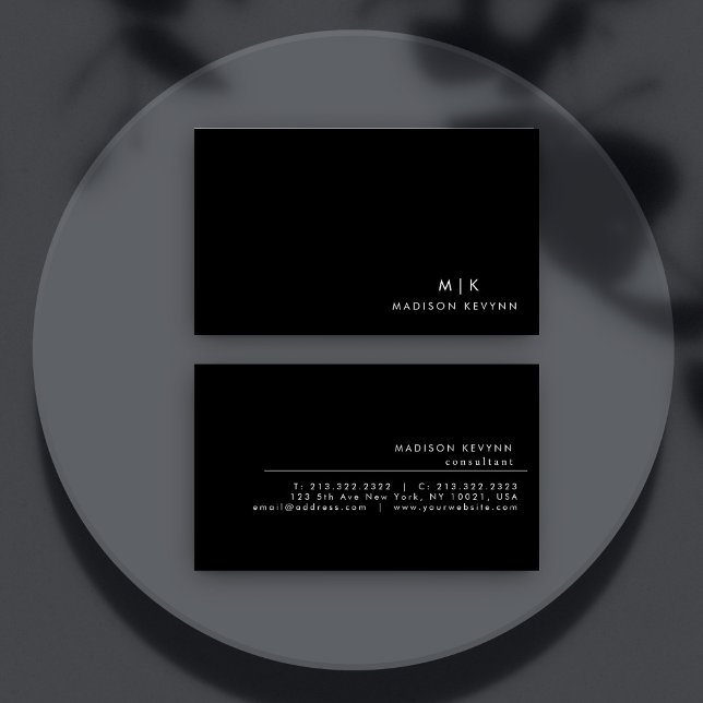 Beruflich Modernes, einfaches Schwarz Minimalistis Visitenkarte (Von Creator hochgeladen)