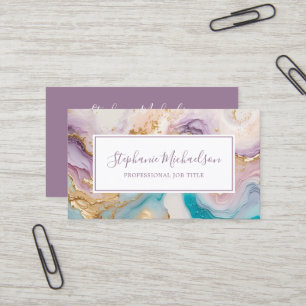 Beruflich Modernes Lila Gold Aquamarin Abstrakt Visitenkarte