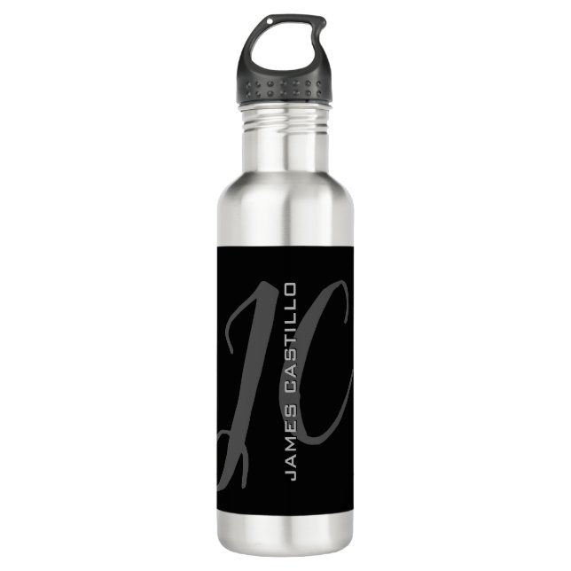 Beruflich Modernes Mit Monogramm Minimalistisch Edelstahlflasche (Vorderseite)