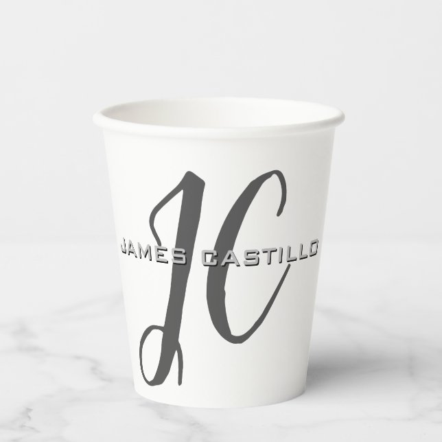 Beruflich Modernes Mit Monogramm Minimalistisch Pappbecher (Vorderseite)