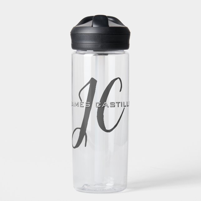 Beruflich Modernes Mit Monogramm Minimalistisch Trinkflasche (Vorderseite)