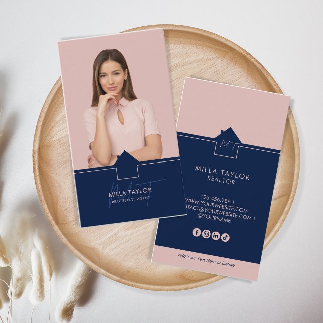 Beruflich-Modernes Real-Anwesen-Monogramm-Foto Visitenkarte (Von Creator hochgeladen)