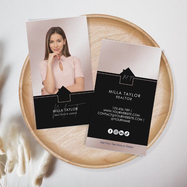 Beruflich-Modernes Real-Anwesen-Monogramm-Foto Visitenkarte (Von Creator hochgeladen)