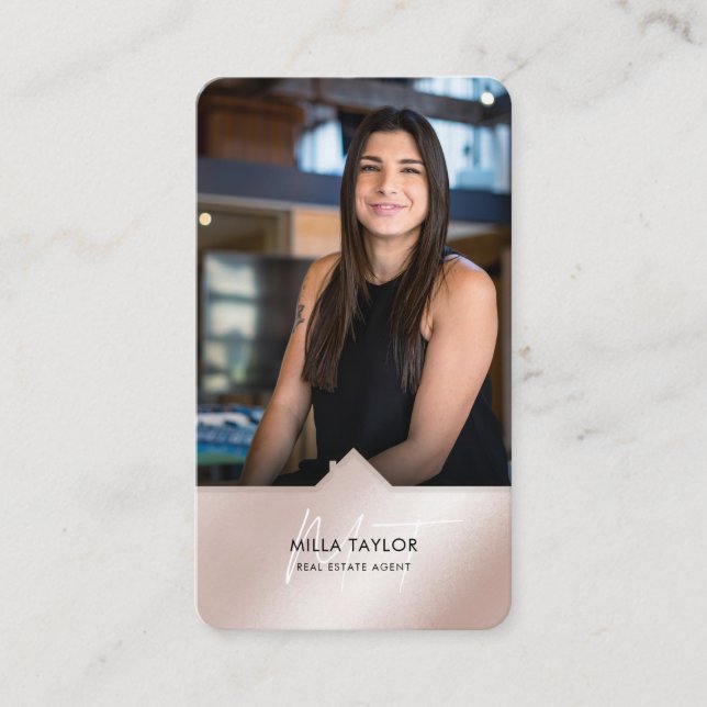 Beruflich-Modernes Real-Anwesen-Monogramm-Foto Visitenkarte (Vorderseite)