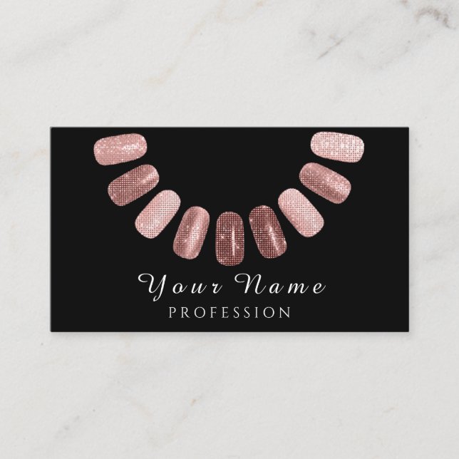 Beruflich Nails Salon Manicurist Rose Black Visitenkarte (Vorderseite)
