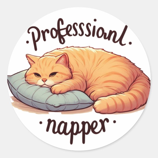 Beruflich Napper Cat Sticker Cozy Ginger Cat (Vorderseite)