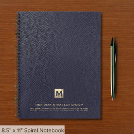 Beruflich Navy Blue Gold Monogram Notizbuch