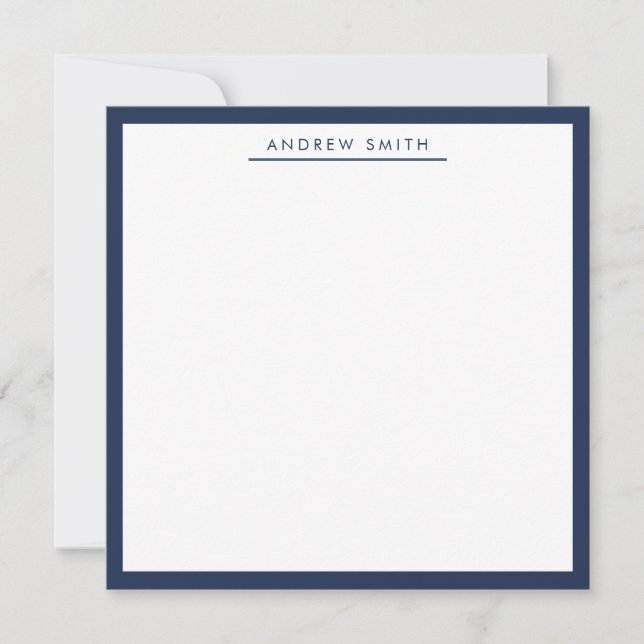 Beruflich Navy Blue Simple Line Modernes Elegantes Mitteilungskarte (Vorderseite)