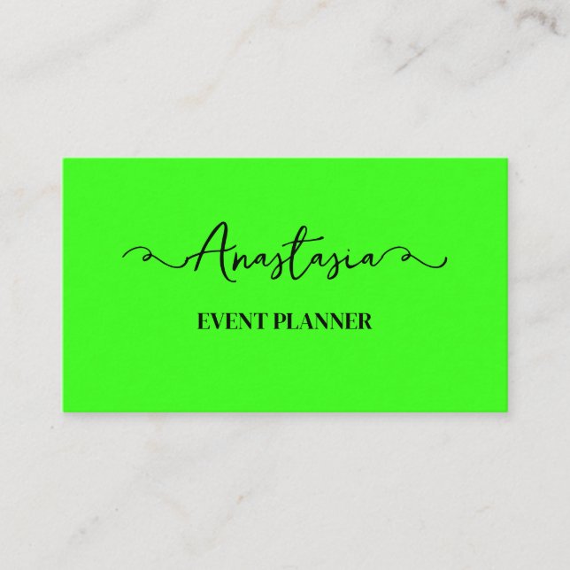 Beruflich Neon Green Modern Colorful Stylish Visitenkarte (Vorderseite)