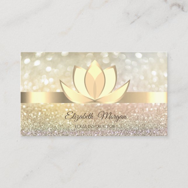 Beruflich Ombre Bokeh Gold, Lotus Yoga Visitenkarte (Vorderseite)