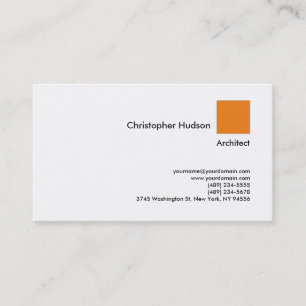 Beruflich Orange White Simple Schlicht Architectur Visitenkarte