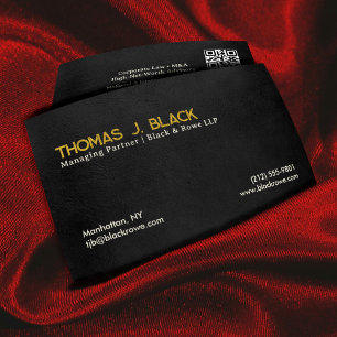 Beruflich Premium Gold Black Leder Modern QR Visitenkarte