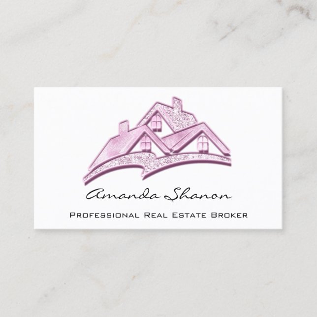 Beruflich Real Anwesen Agent Broker House Pink Visitenkarte (Vorderseite)