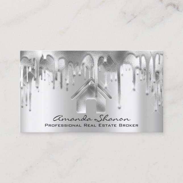 Beruflich Real Anwesen Broker Agent Silver Gray Visitenkarte (Vorderseite)