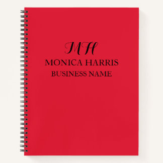 Beruflich Red Monogram Initial Business Notizbuch